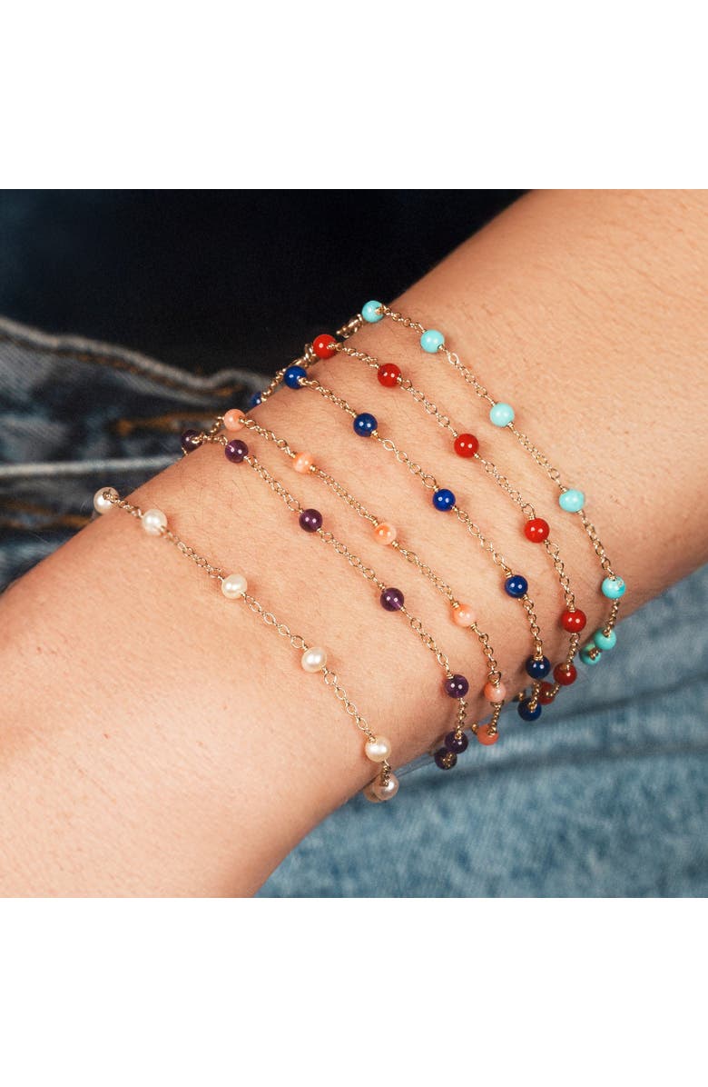 The Lovery Fine Jewelry Turquoise Bead Chain Bracelet, Alternate, color, Turquoise