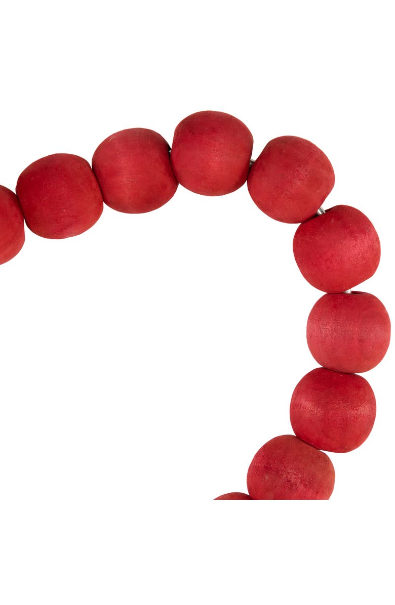 Northlight Wooden Beads with Rose Valentine's Day Heart Wall Decoration - 10.25" - Red, Alternate, color, 