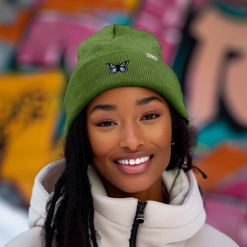 Dalix Butterfly Beanie In Olive