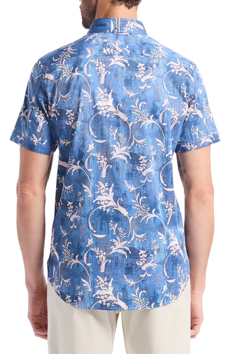 Junipero Short Sleeve Stretch Cotton Button-Up Shirt, Alternate, color, BLUE