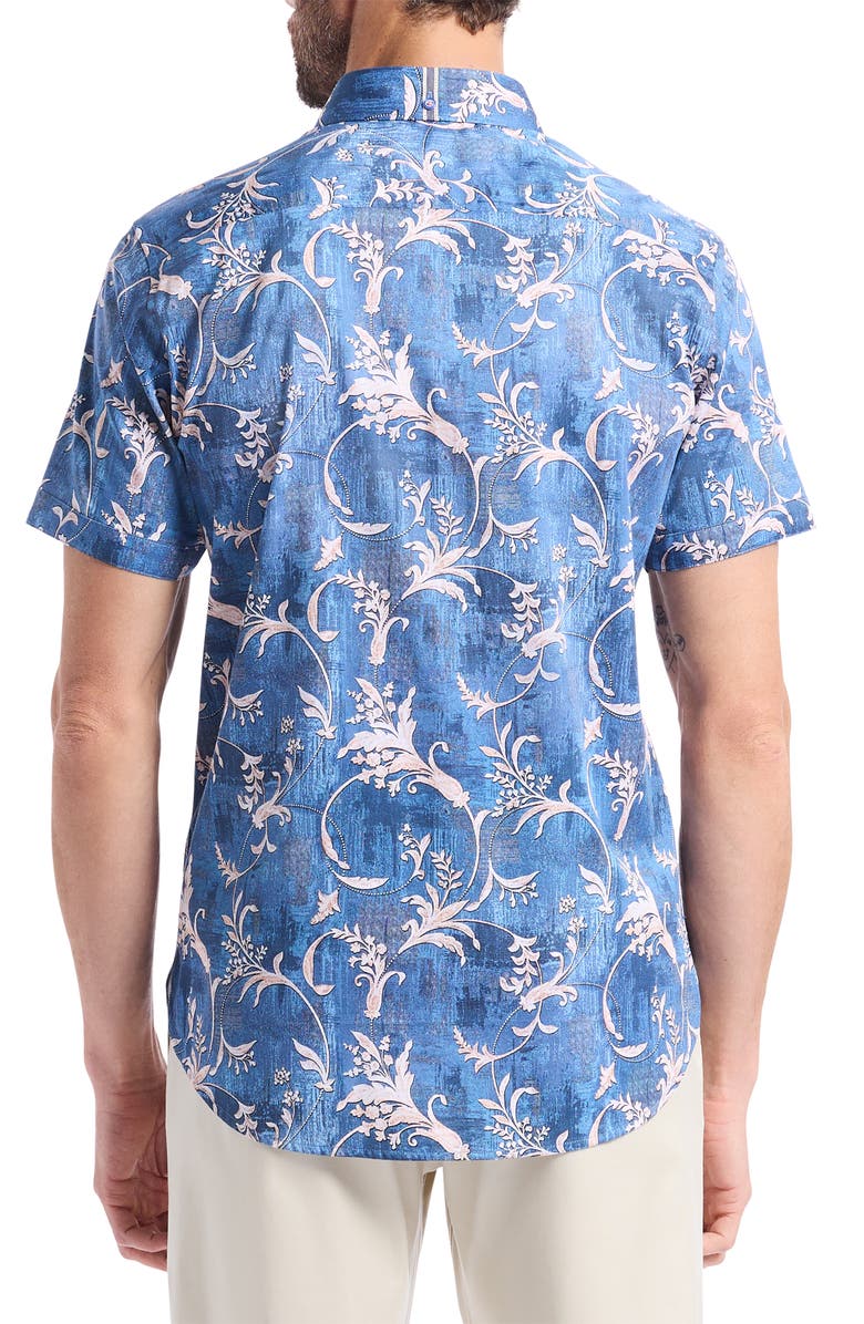Robert Graham Junipero Short Sleeve Stretch Cotton Button-Up Shirt, Alternate, color, Blue