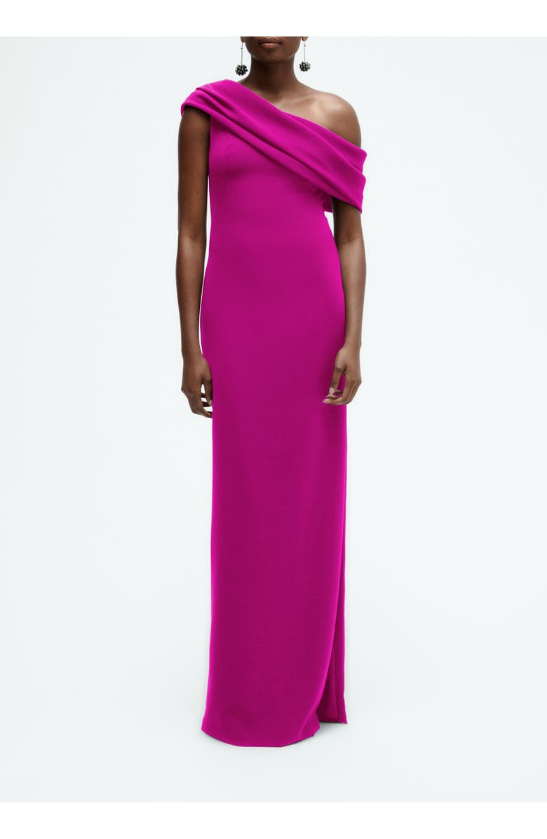 Amsale Draped off-the-shoulder Gown, Main, color, Magenta