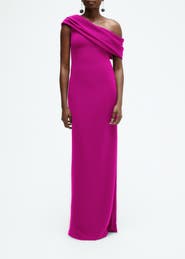 Amsale Draped off-the-shoulder Gown