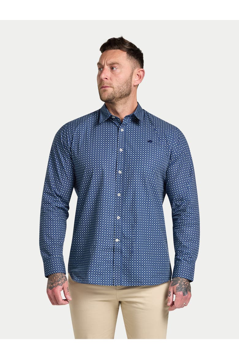 Long Sleeve Dotty Print Cotton Shirt, Main, color, Navy