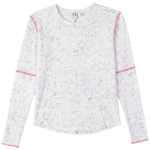 Splash Ribbed Long Sleeve Merrowed Hem Top