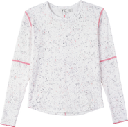 FYI Splash Ribbed Long Sleeve Merrowed Hem Top