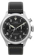 Timex® Waterbury Ace Chronograph Leather Strap Watch, 41mm