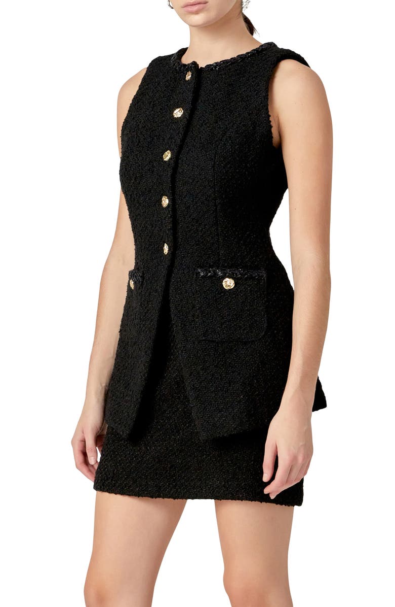 English Factory Long Tweed Vest, Alternate, color,