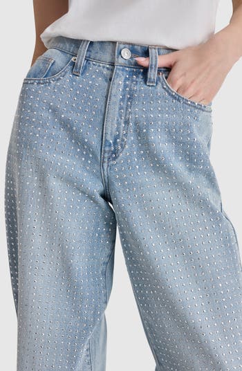 Rhinestone Studded High Waist Jeans