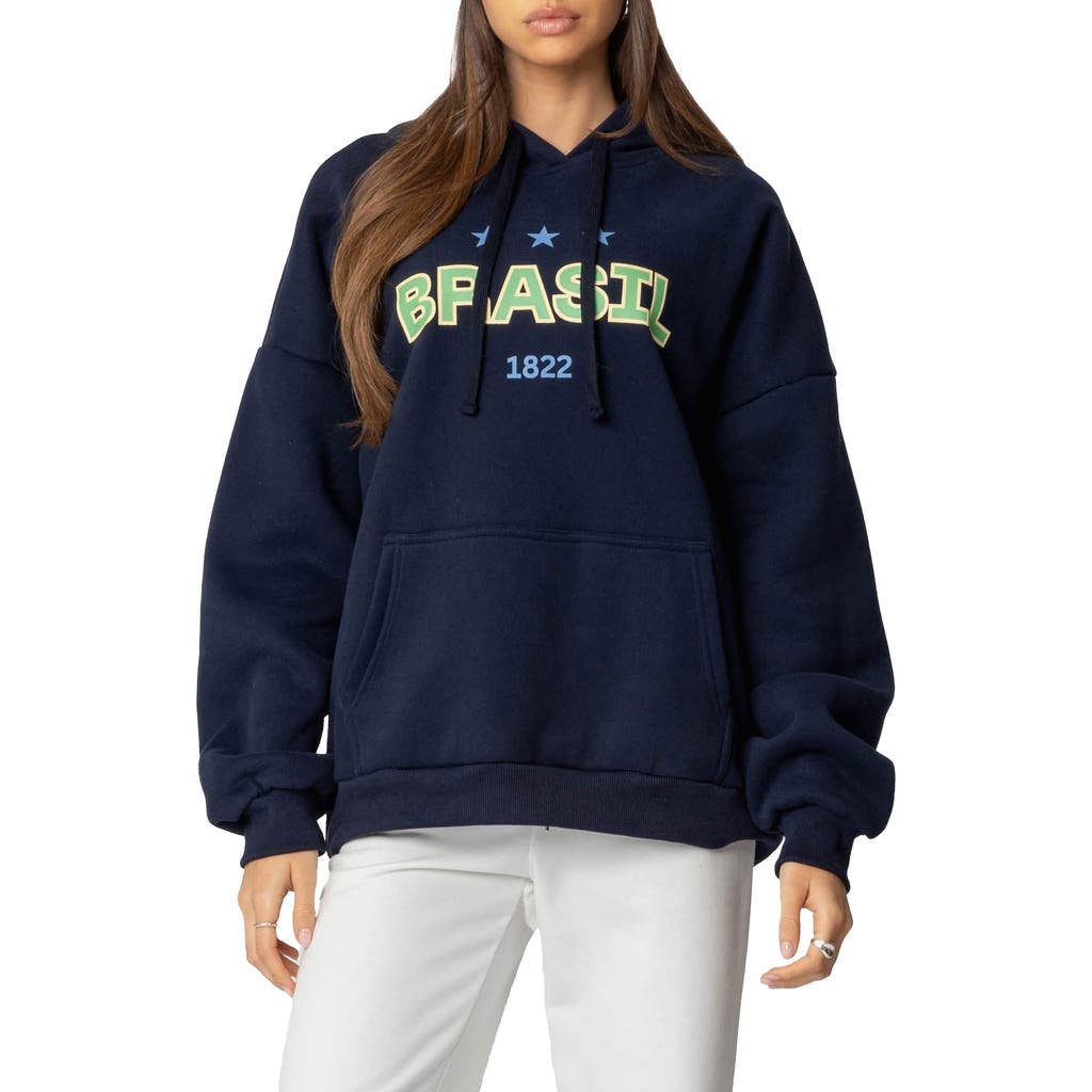 Edikted Brasil Oversize Hoodie In Navy