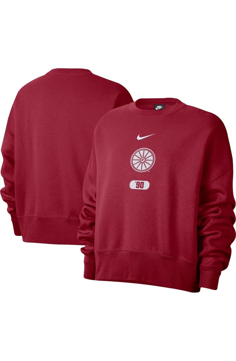 Nike Women's Nike Crimson Oklahoma Sooners Vault Every Day Fleece Pullover Sweatshirt, Main, color, 