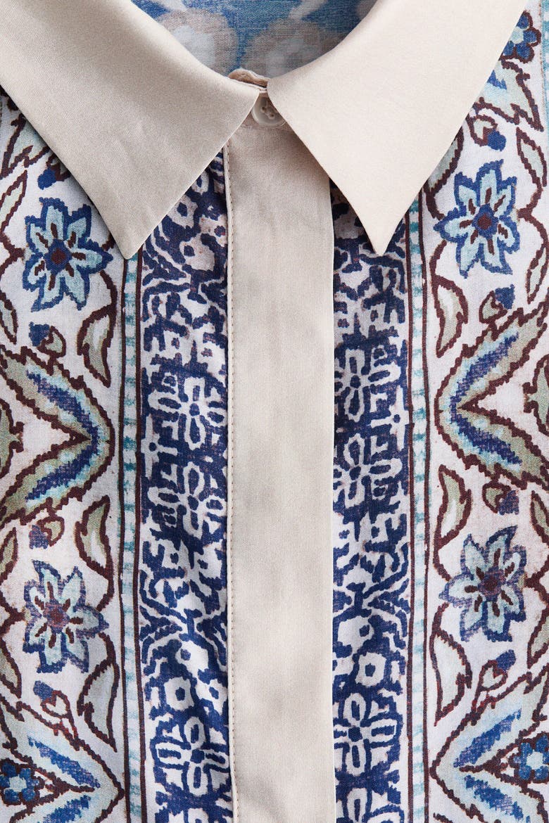 Oversized Viscose-Blend Shirt, Alternate, color, Blue/patterned