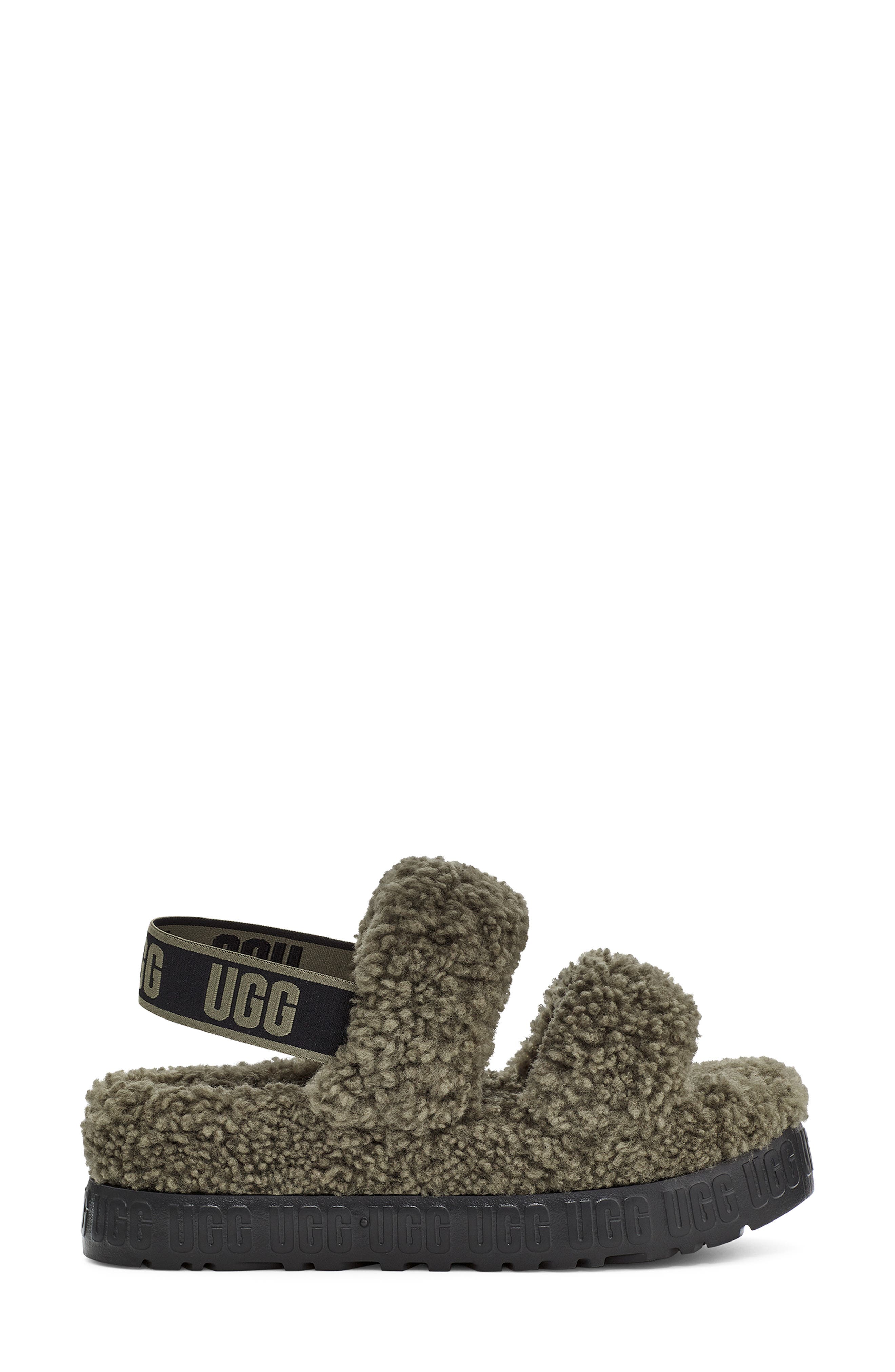 Oh Fluffita Genuine Shearling Slingback Sandal, Alternate, color, BURNT OLIVE