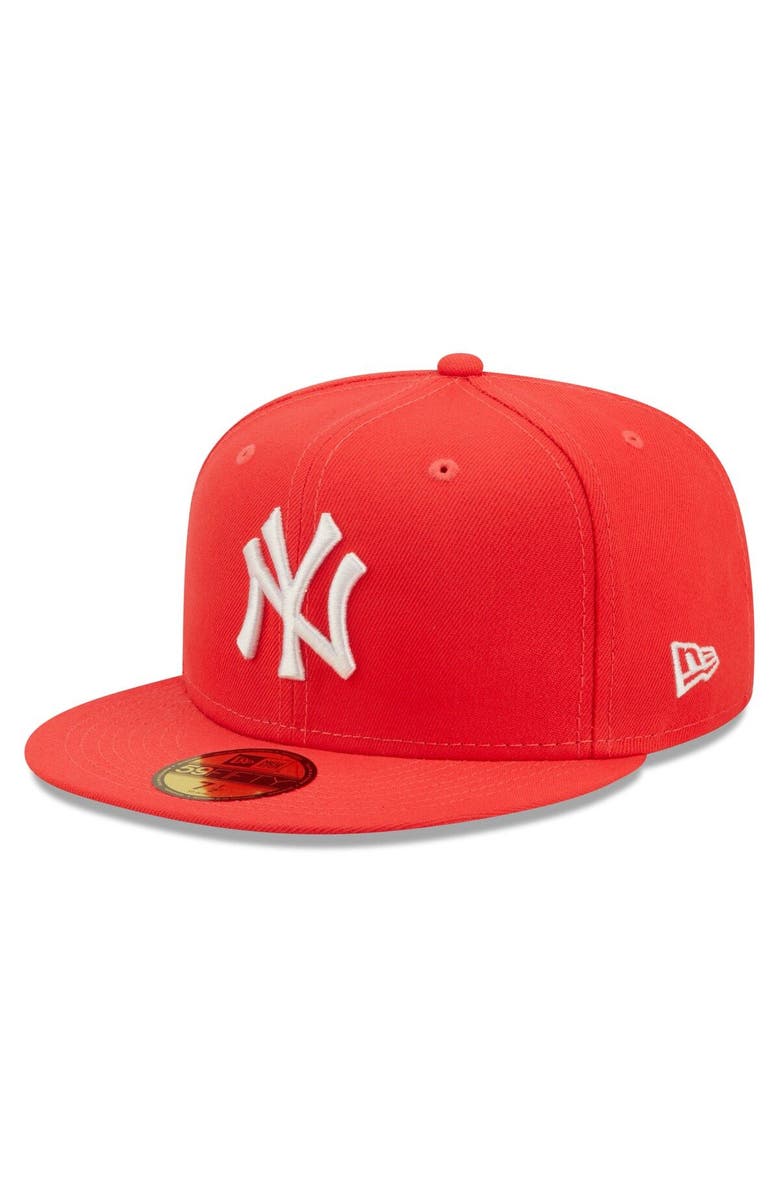New Era Men's New Era Red New York Yankees Lava Highlighter Logo 59FIFTY Fitted Hat, Alternate, color, 