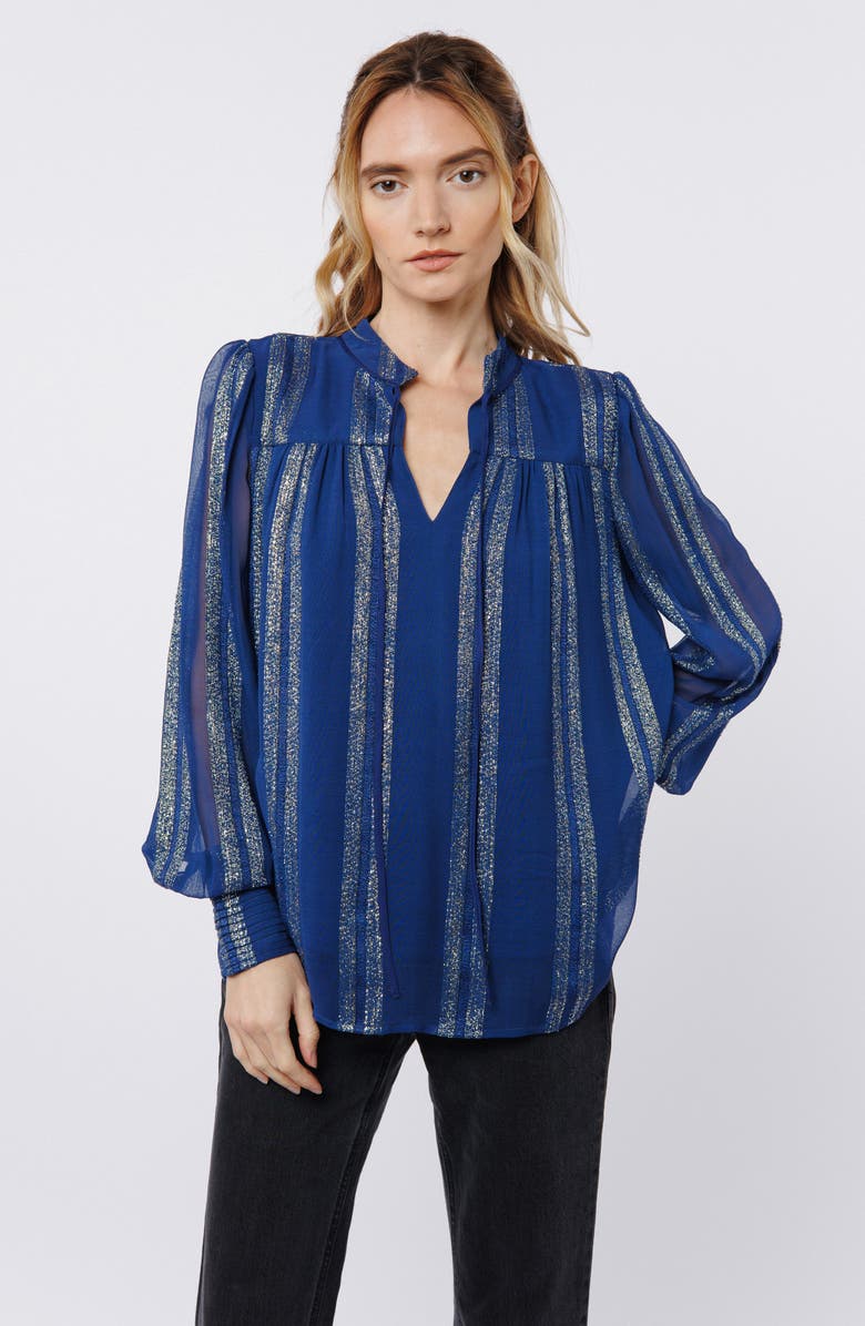 CIEBON Rosalie Split Neck Top, Alternate, color, Navy