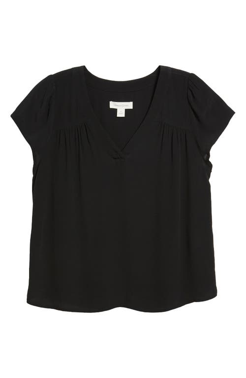 Treasure & Bond V-neck Popover Top In Black