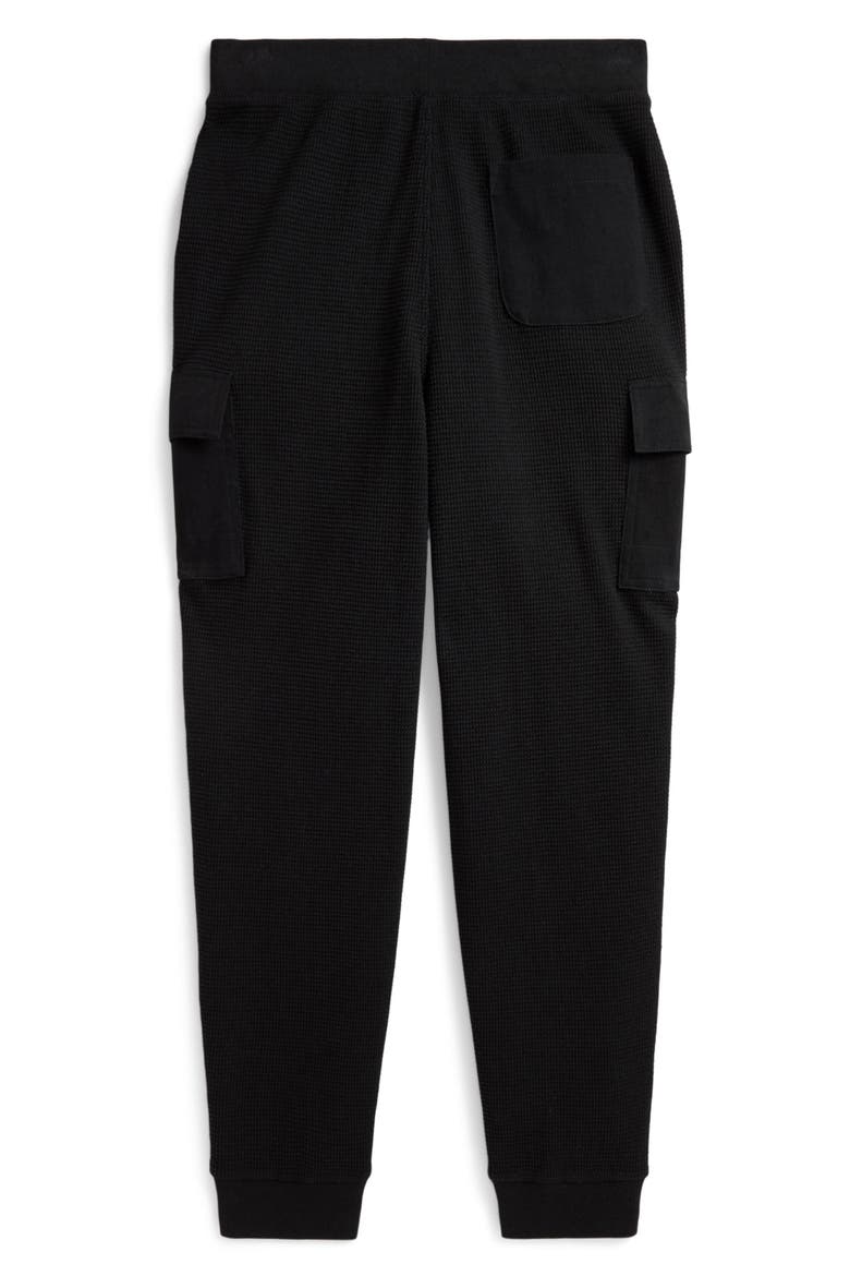 Kids' Waffle Cotton Cargo Jogger Pants, Alternate, color, POLO BLACK W