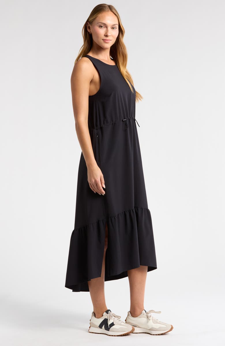 Drawcord Waist Tiered Midi Dress
