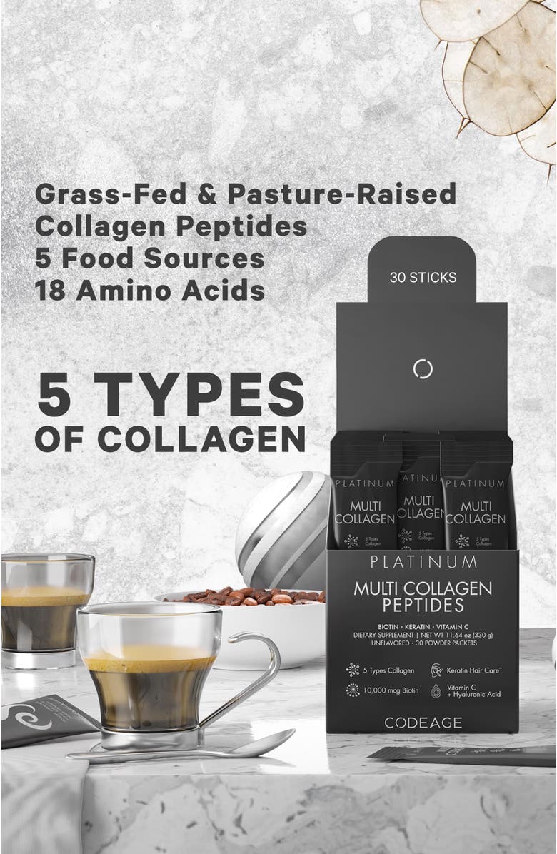 Codeage Multi Collagen & Biotin + Vitamin C Powder Stick Packs, Alternate, color, White