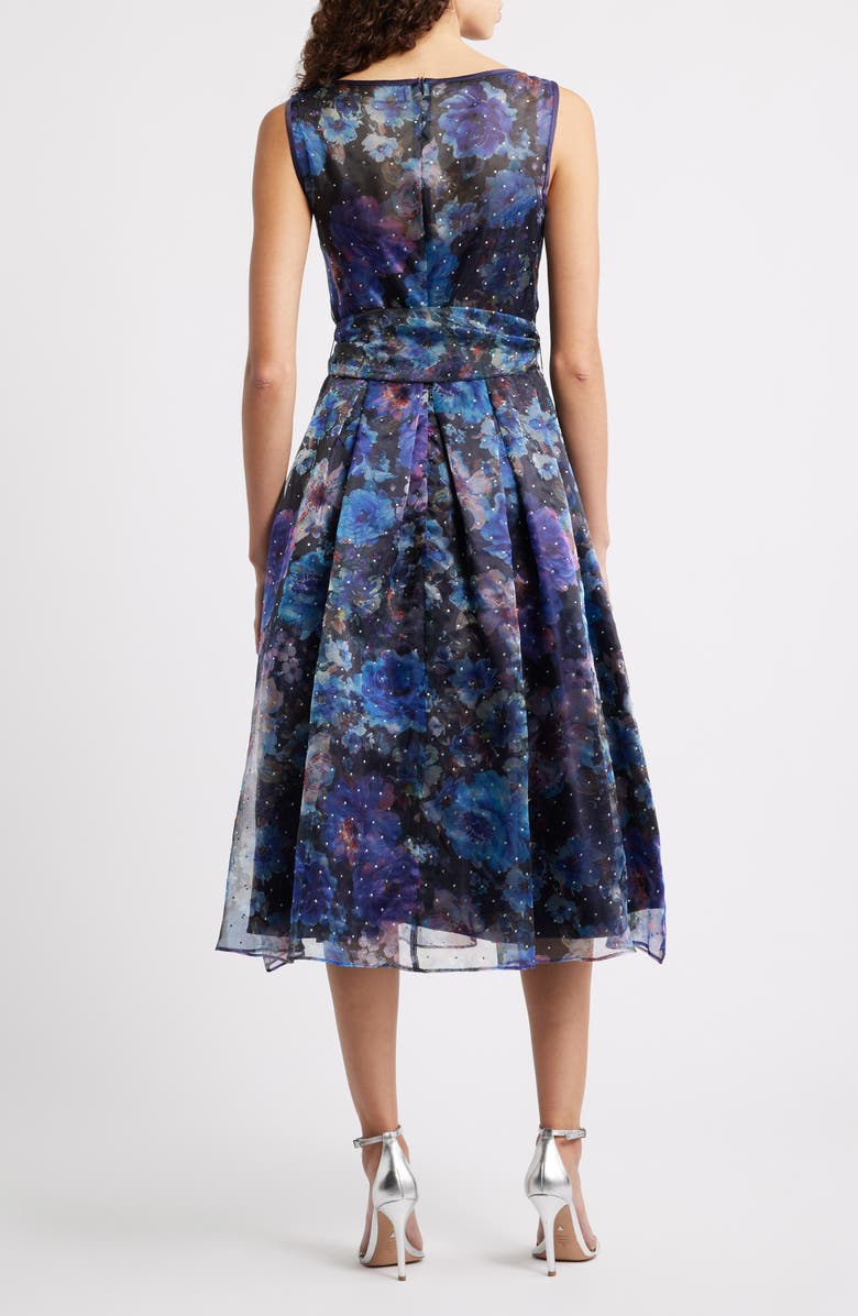 Eliza J Print Sleeveless Cocktail Dress, Alternate, color, Black Blue