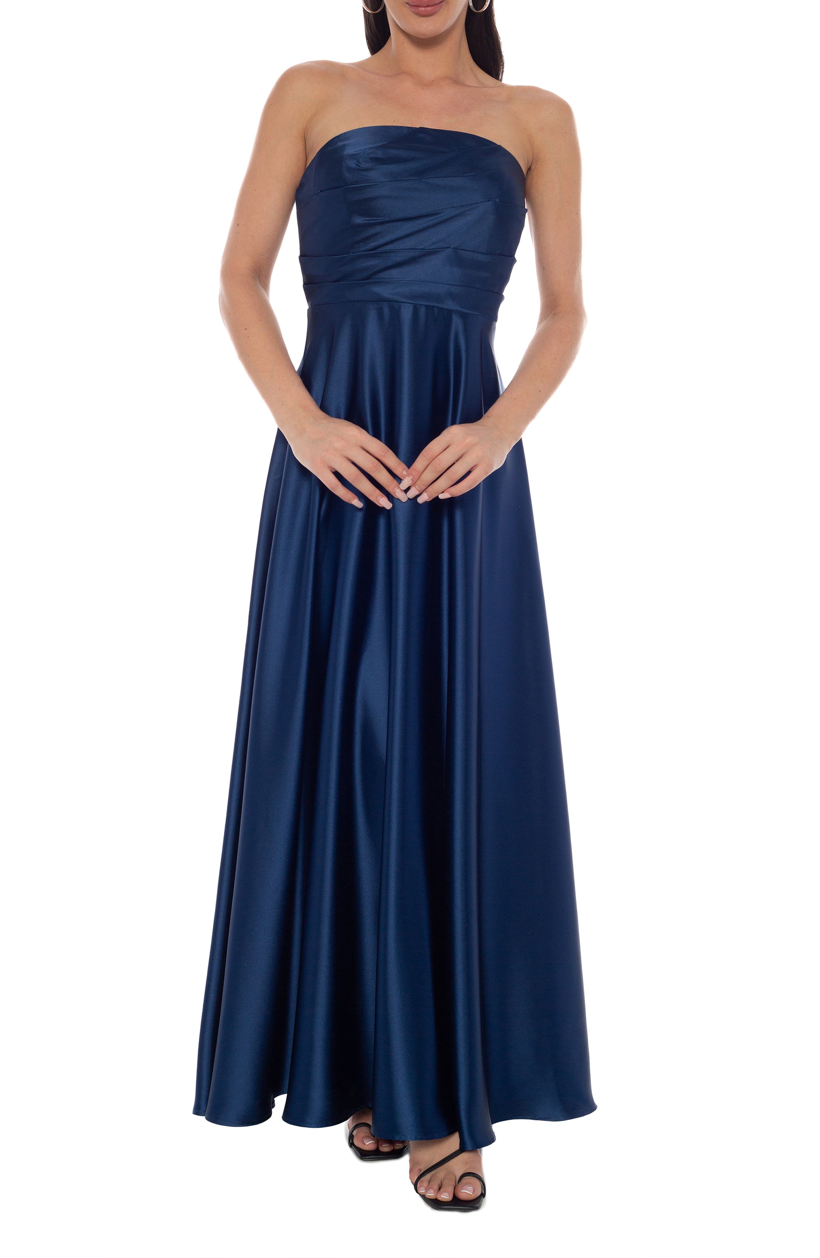 Twill Stretch Satin Strapless Gown