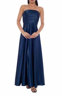 Twill Stretch Satin Strapless Gown