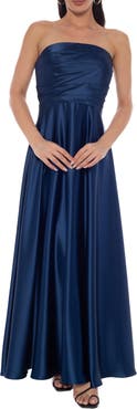 Oleg Cassini Twill Stretch Satin Strapless Gown