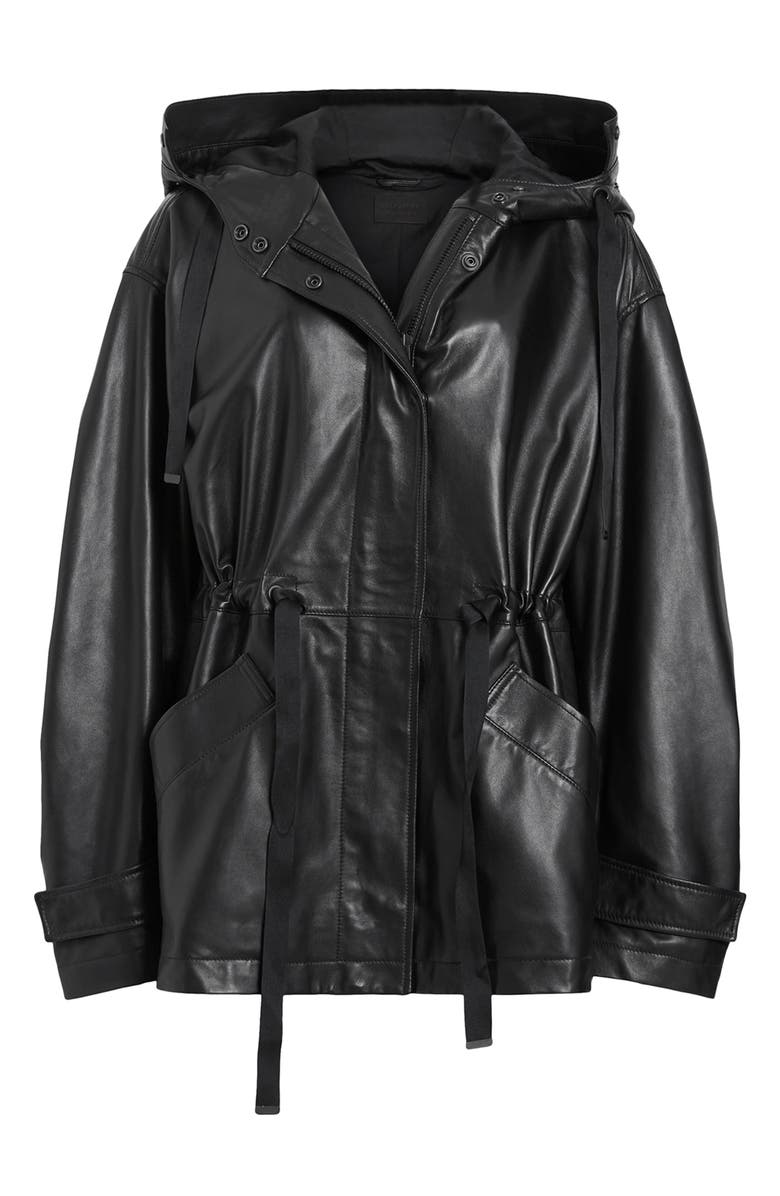 AllSaints Kelsea Hooded Leather Jacket, Alternate, color, 