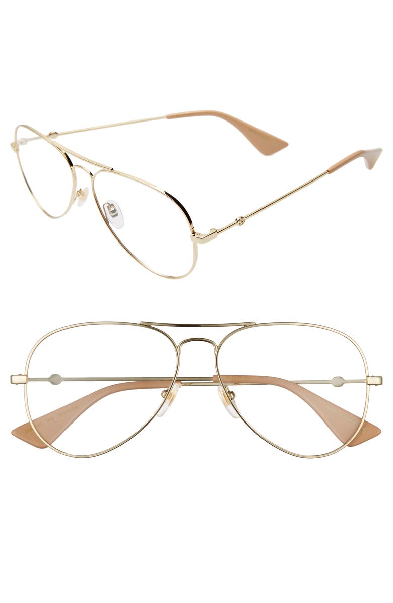 Gucci 58mm Pilot Optical Glasses, Main, color,