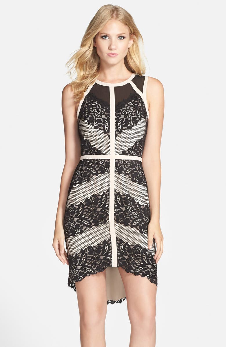 Adelyn Rae Lace, Mesh & Chiffon Sheath Dress, Main, color,