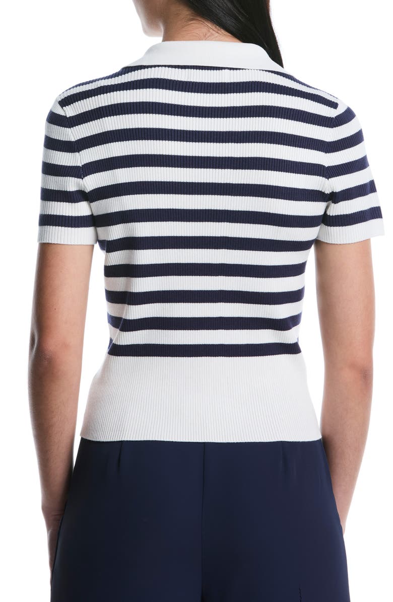 Laundry by Shelli Segal Tie Front Short Sleeve Top, Alternate, color, Peacoat