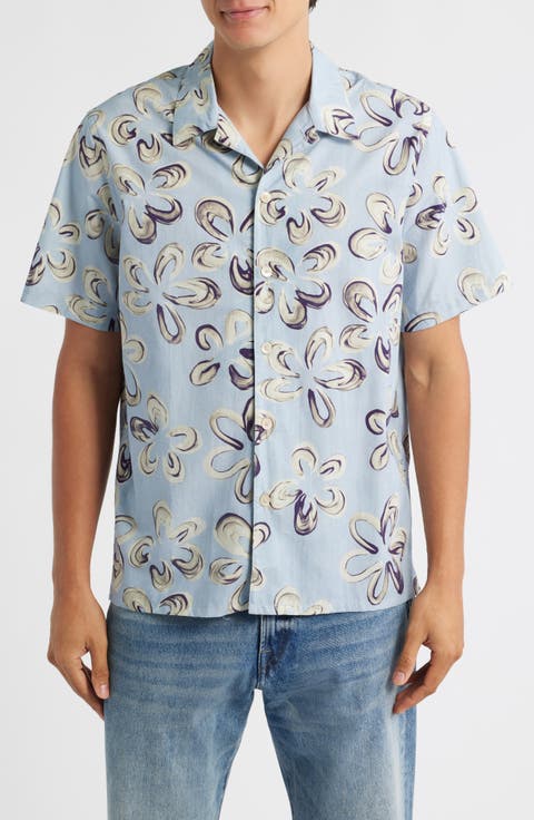 Casual Fit Abstract Floral Cotton Camp Shirt