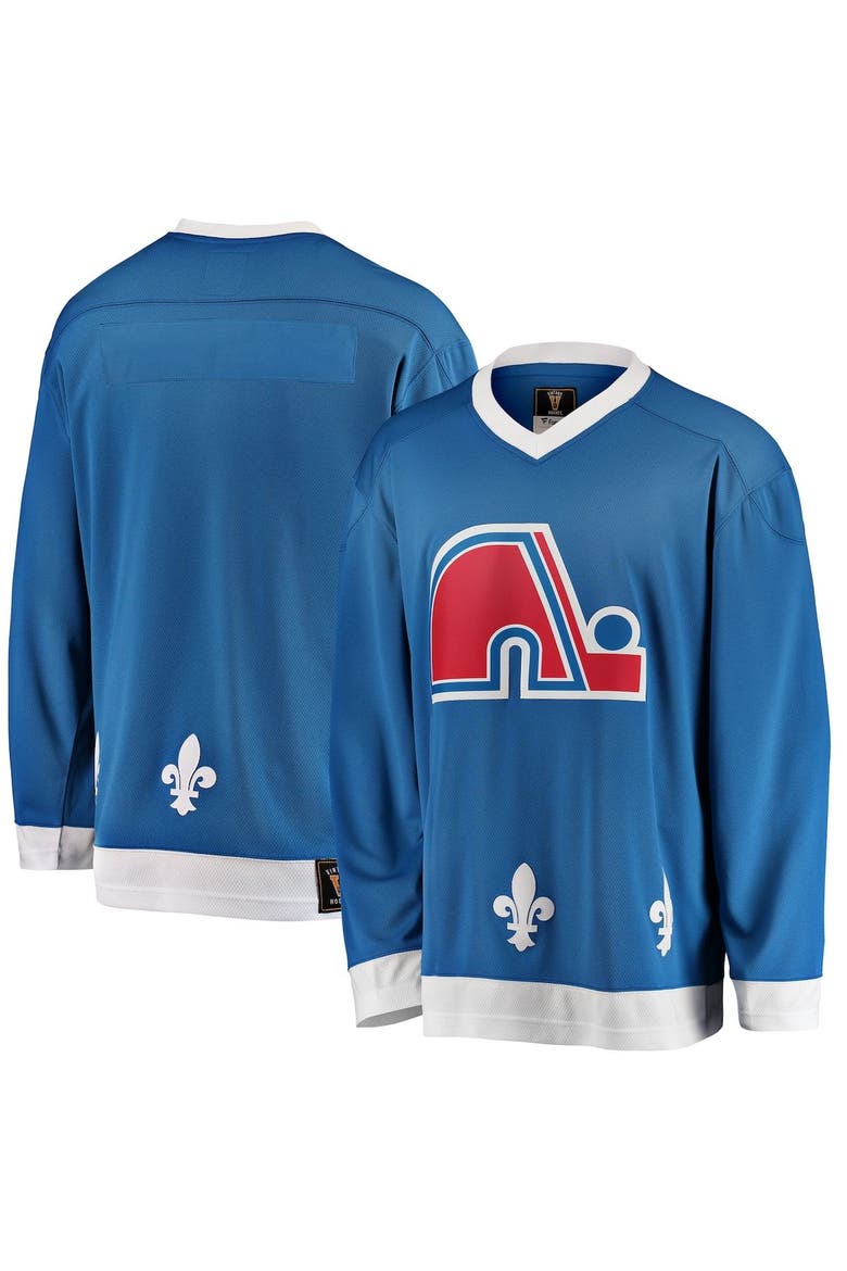 Men's Fanatics Branded Blue Quebec Nordiques Premier Breakaway Heritage Blank Jersey, Alternate, color, Blue