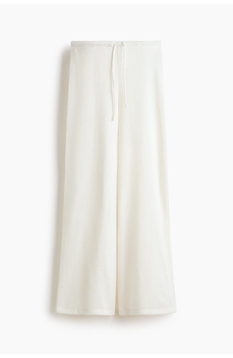 H&M Knitted Drawstring Trousers, Main, color, Cream