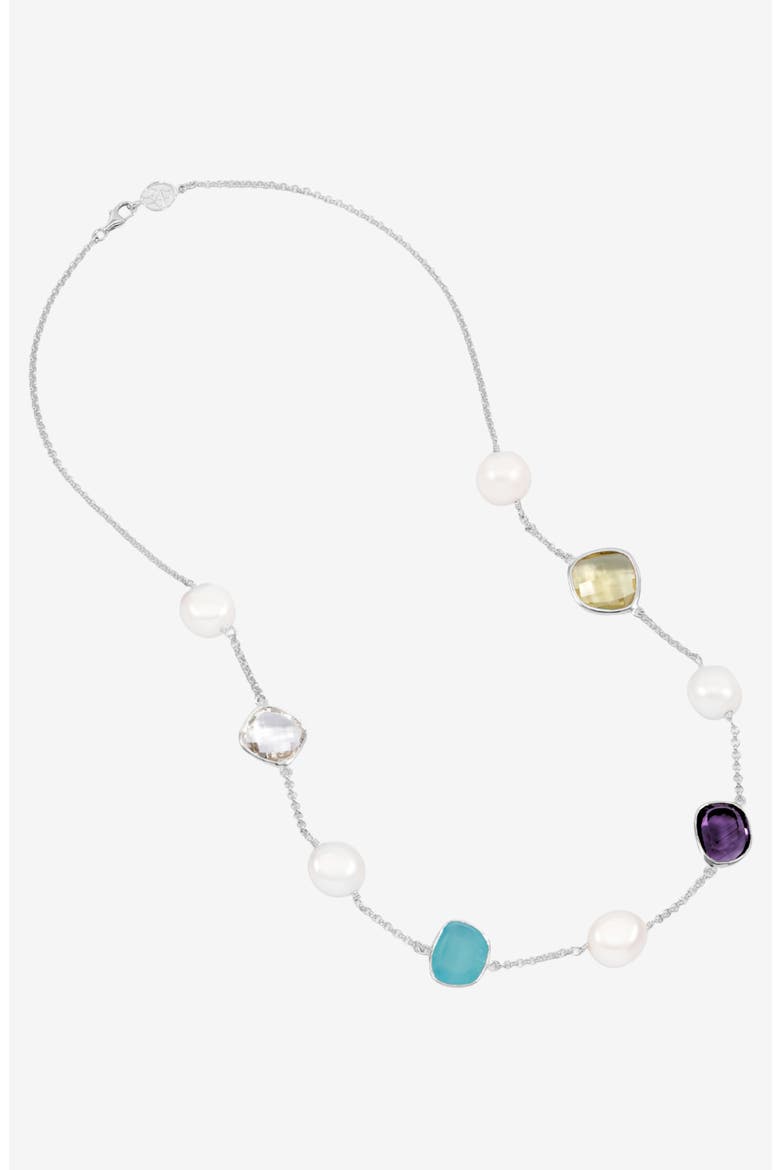 Candy Gemstone & Baroque Pearl Pebble Necklace, Alternate, color, Sterling Silver
