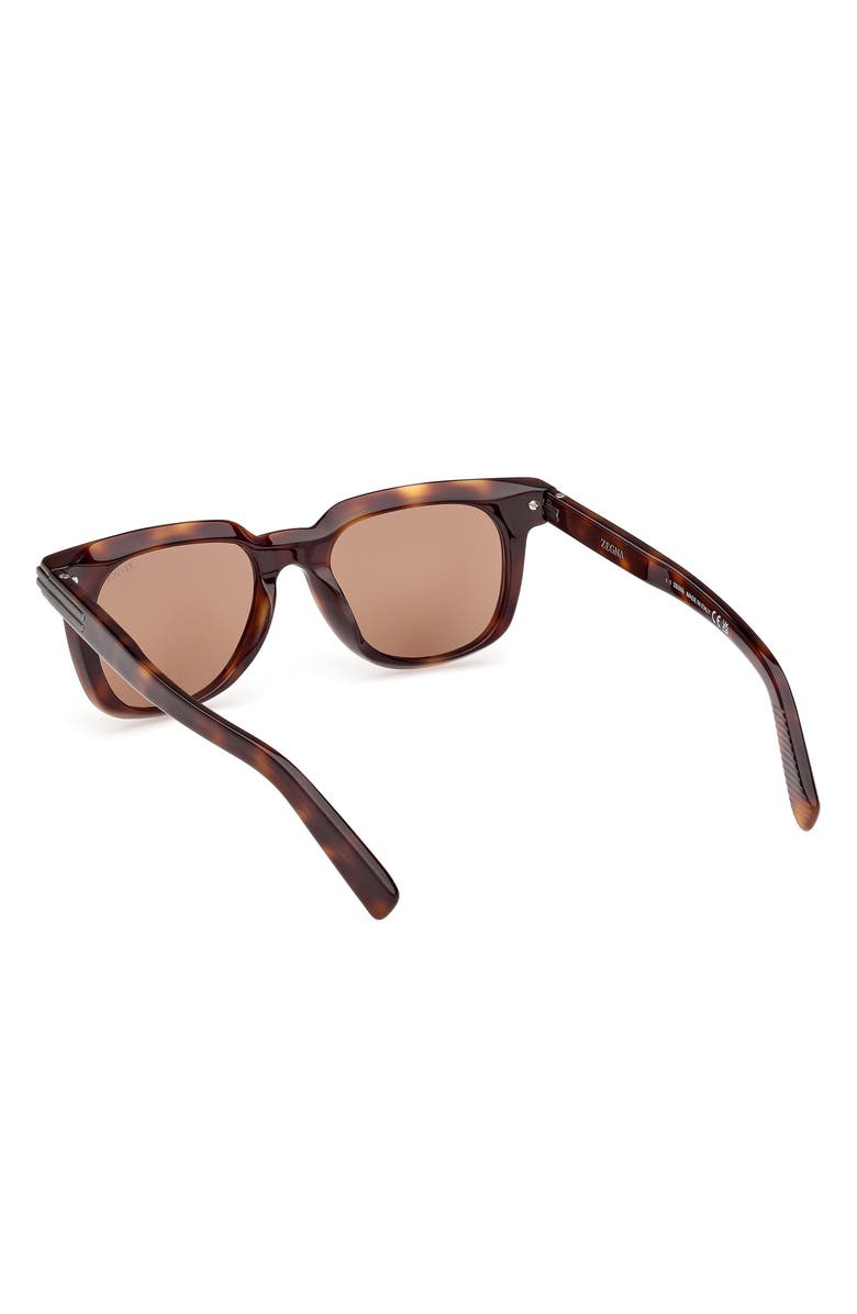 ZEGNA 50mm Geometric Sunglasses, Alternate, color, Med Havana/ Ruthenium / Brown