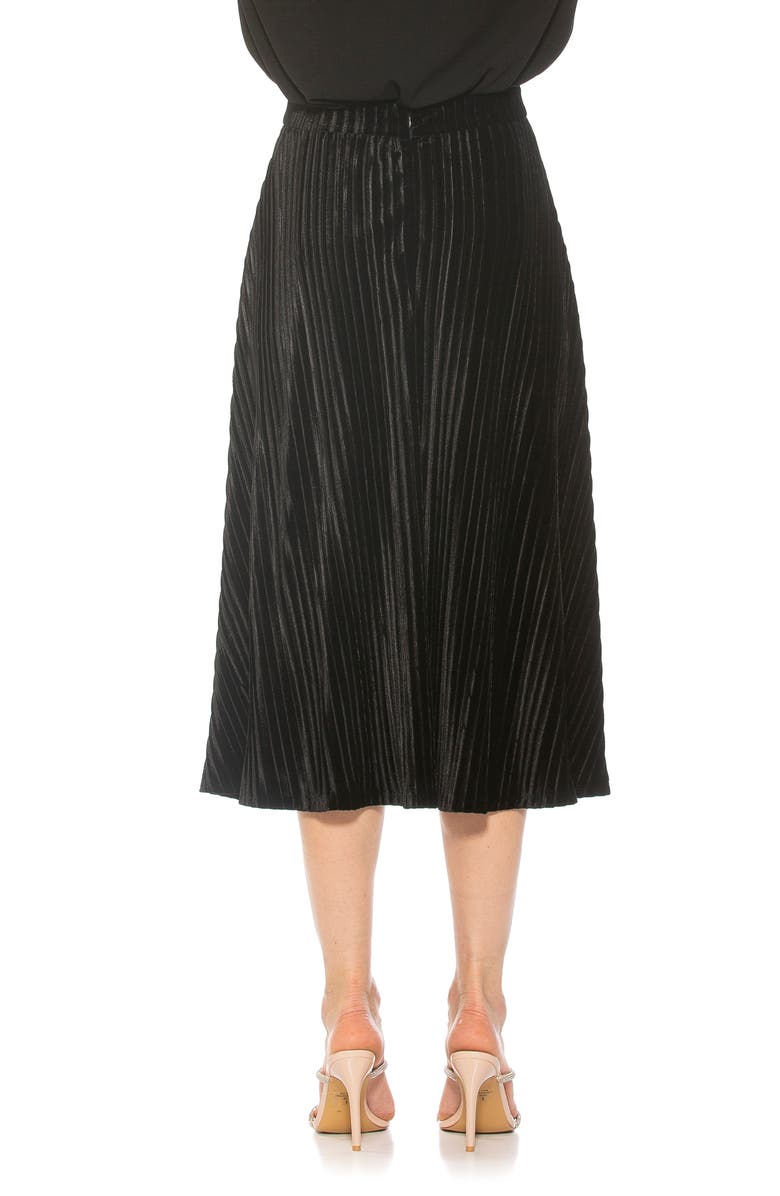 Alexia Admor Alania Pleated Velvet Midi Skirt, Alternate, color, 