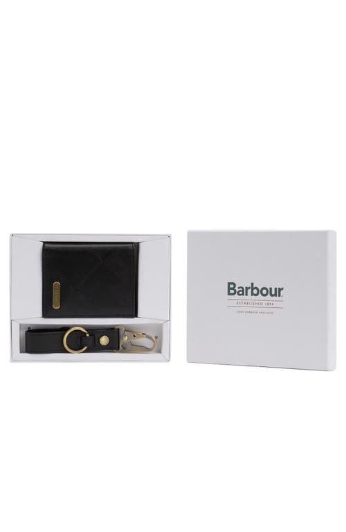 Barbour Brunton Leather Card Case & Key Fob Gift Set