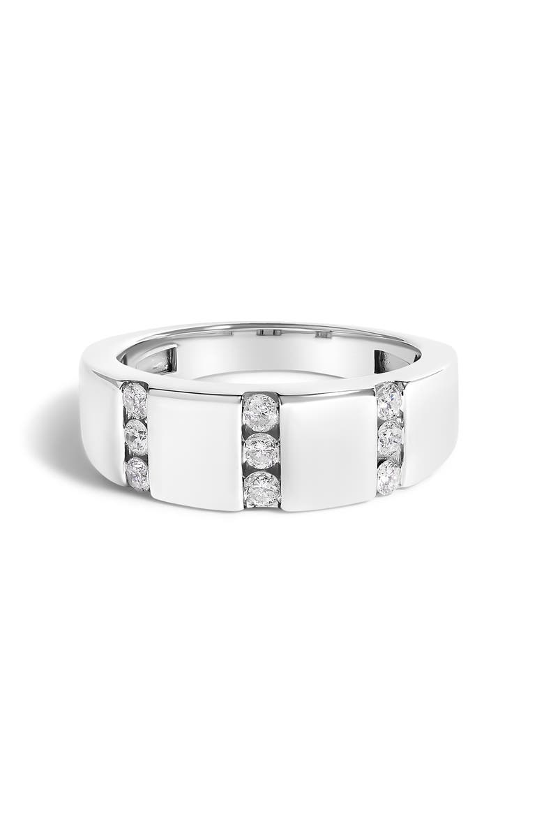 Haus of Brilliance Men's Silver 1/2 Cttw Diamond Triple Three Stone Row Band Ring, Main, color, White