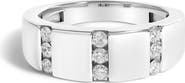 Haus of Brilliance Men's Silver 1/2 Cttw Diamond Triple Three Stone Row Band Ring