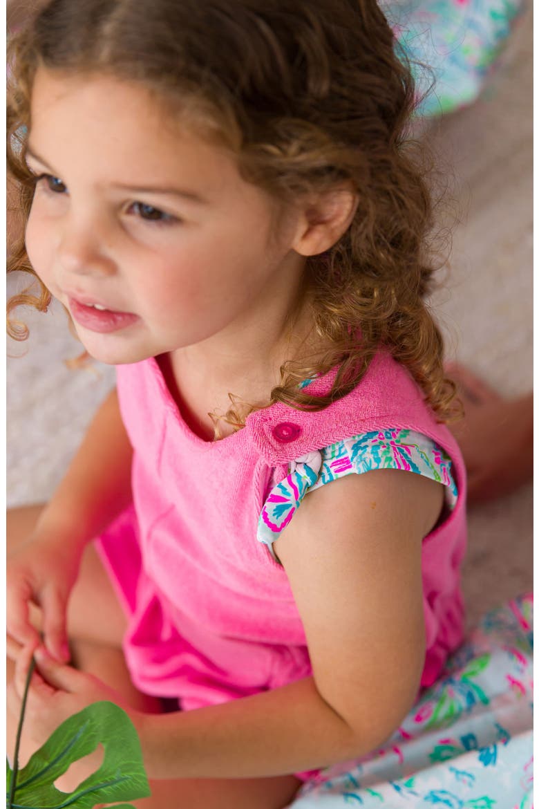 Kids' Neon Magenta Cover-Up Romper, Alternate, color, PINK