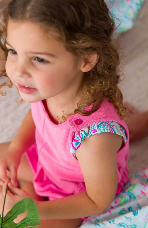 Rufflebutts Kids' Neon Magenta Cover-up Romper In Pink