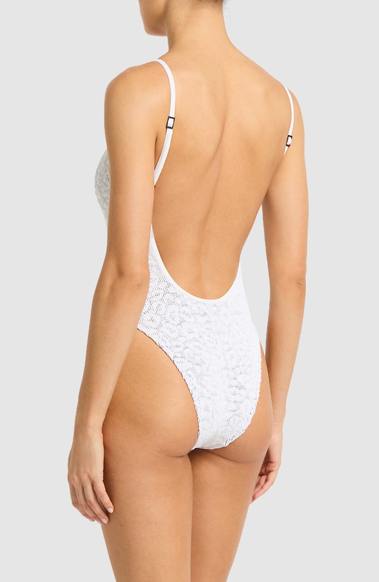 bond-eye Low Palace One-Piece Swimsuit, Alternate, color, Optic White Leopard