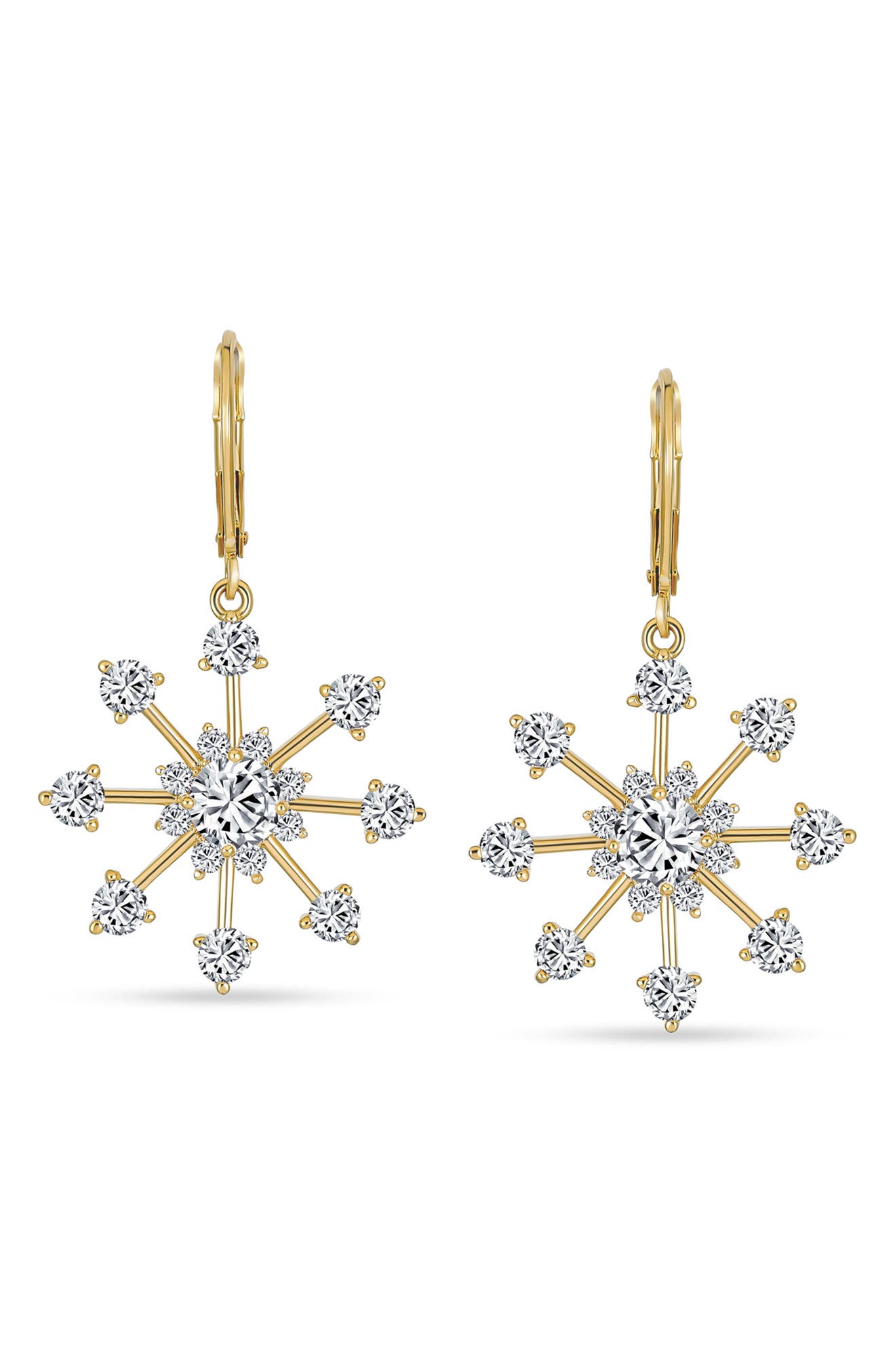 BLING JEWELRY CZ Snowflake Drop Earrings