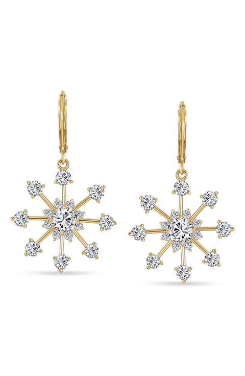 CZ Snowflake Drop Earrings