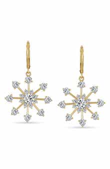 BLING JEWELRY CZ Snowflake Drop Earrings
