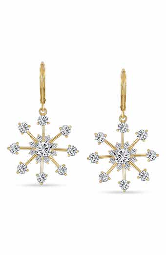 BLING JEWELRY CZ Snowflake Drop Earrings