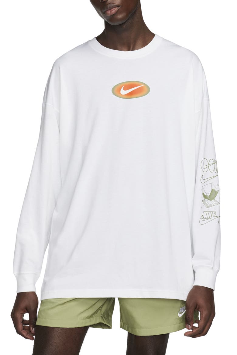 Sportswear Oversize Long Sleeve Graphic T-Shirt, Main, color, WHITE