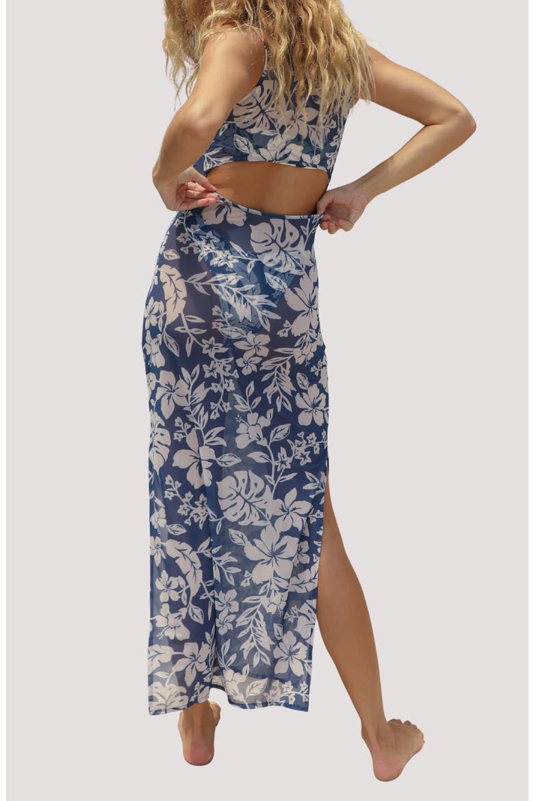 Konda Sheer Mesh Cover-Up Maxi Dress, Alternate, color, HIBISCO
