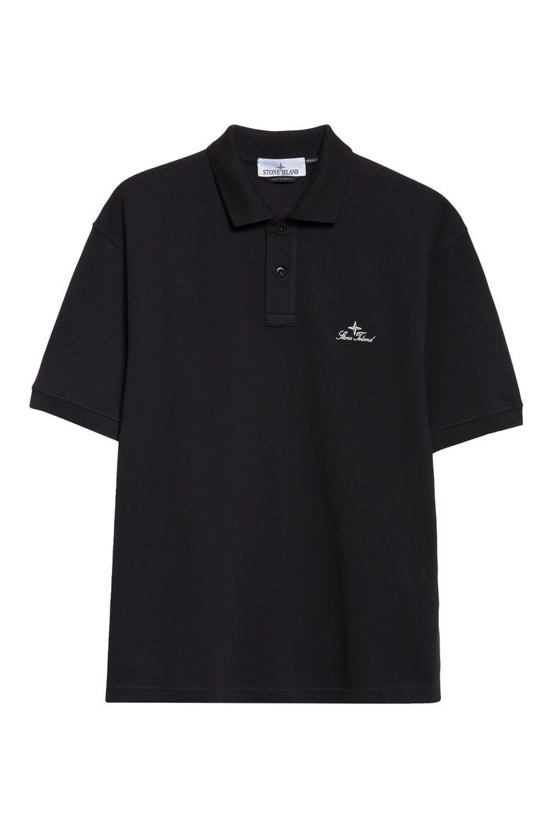 Institutional One Embroidered Cotton Piqué Polo, Alternate, color, NAVY BLUE